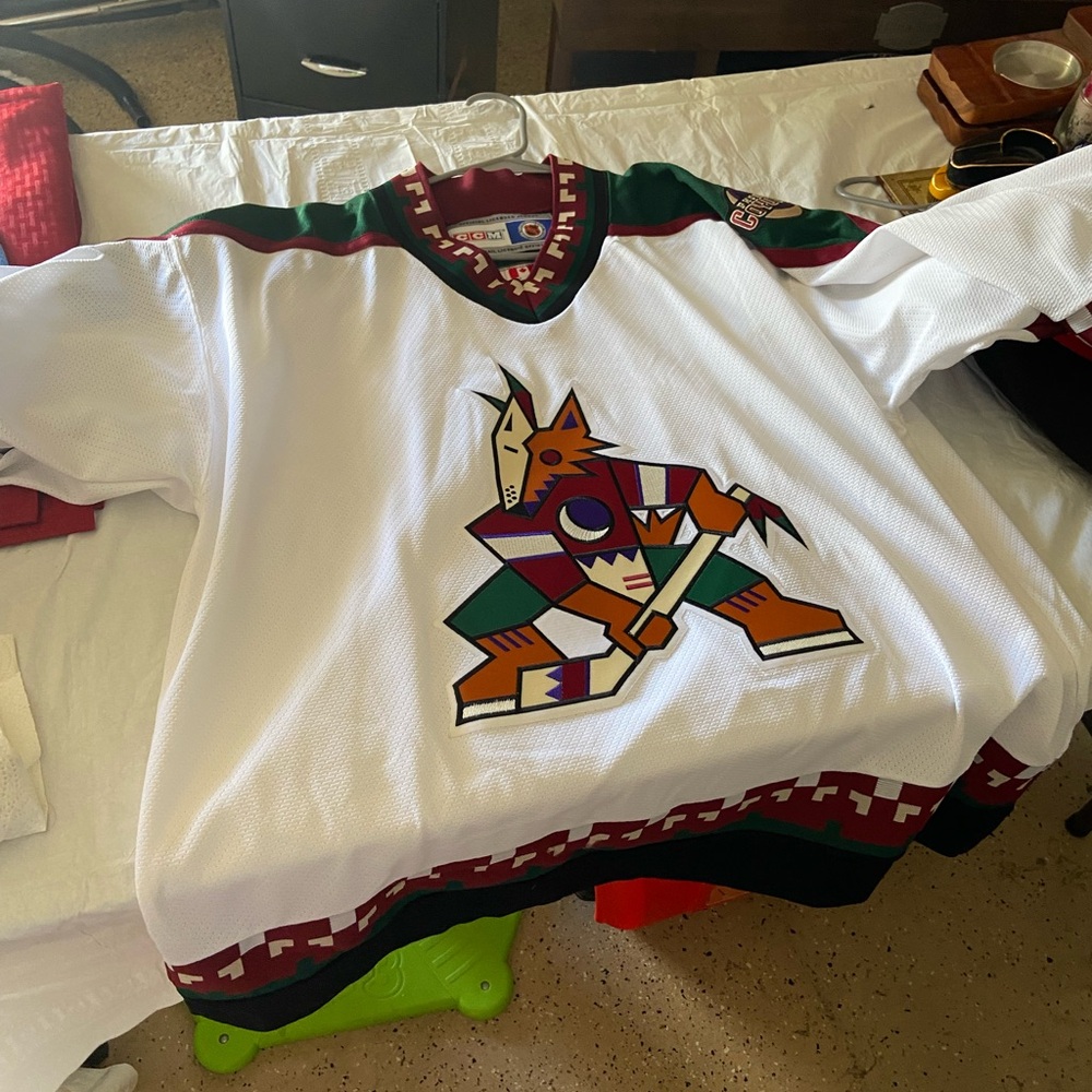 NHL CCM White Jersey with Green and Red Accents